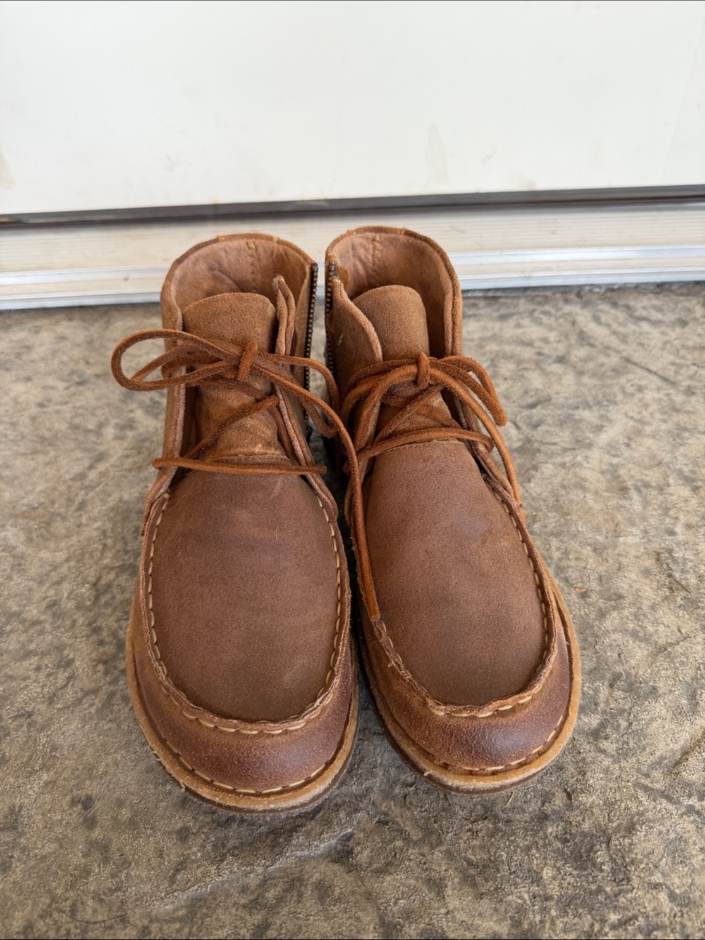 Born Brown Suede Leather Lace-Up Moccasin Boots